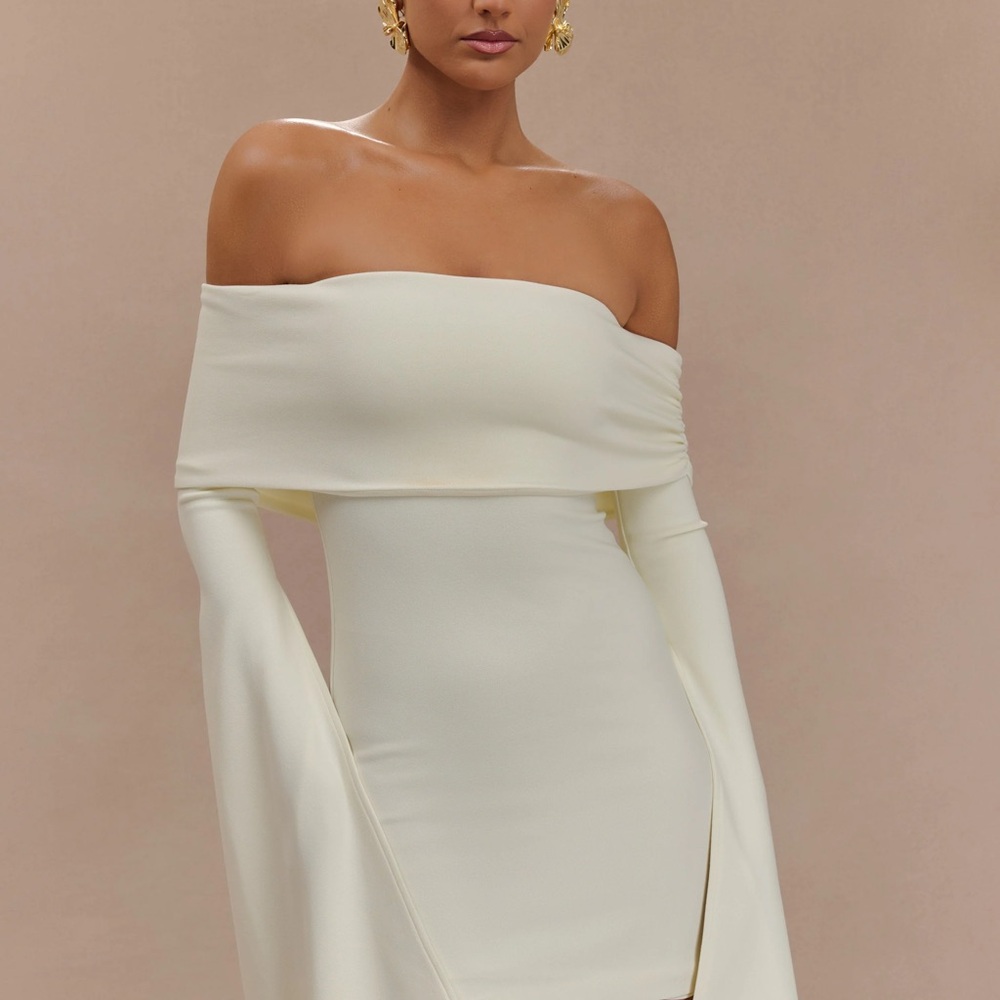 Elegant Off-Shoulder Cream Dress